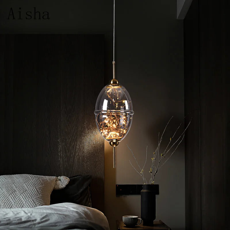 Creative modern glass pendant light for bars and shops - vue 3 sur 11