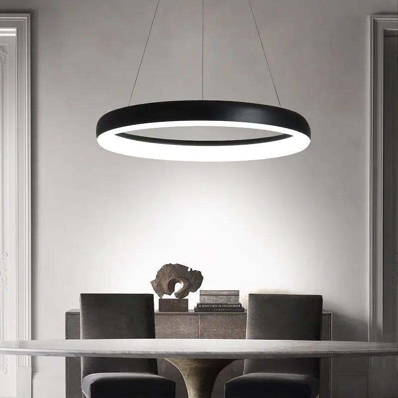 Modern minimalist circular living room chandelier - vue 5 sur 8