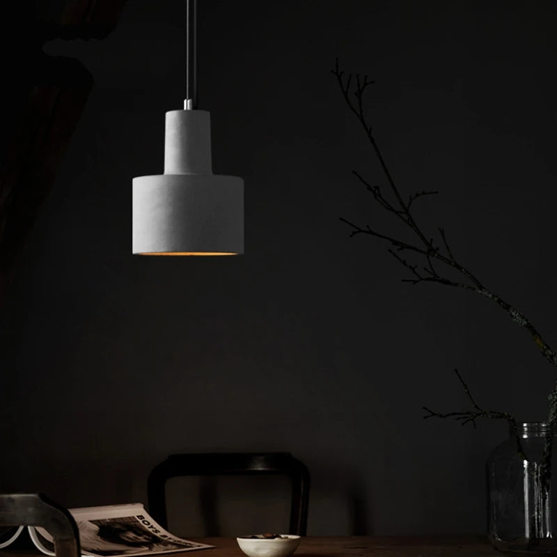 industrial style concrete pendant light for modern decoration - vue 3 sur 13