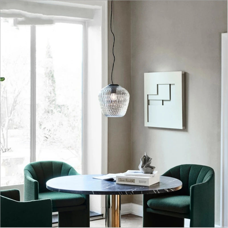 Nordic retro glass pendant light for interior decoration - vue 4 sur 10