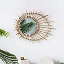 Handwoven Japanese rattan mirror for modern decor