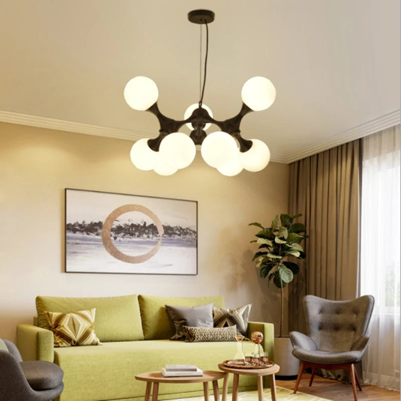 Modern designer glass DNA chandelier for interiors - vue 5 sur 6