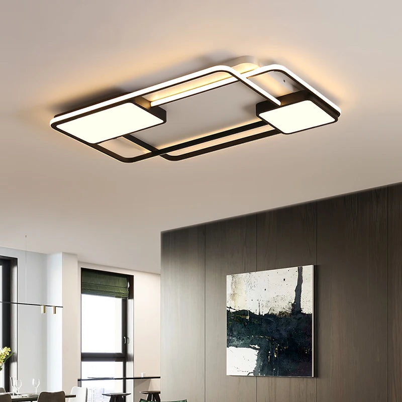 Nordic style decorative square and rectangular LED ceiling light