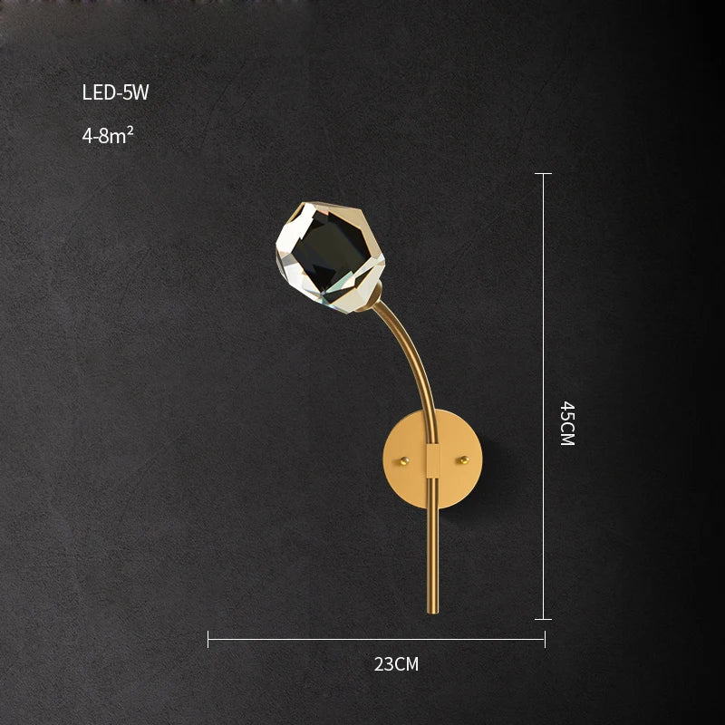 Postmodern copper and crystal LED wall light - vue 11 sur 22