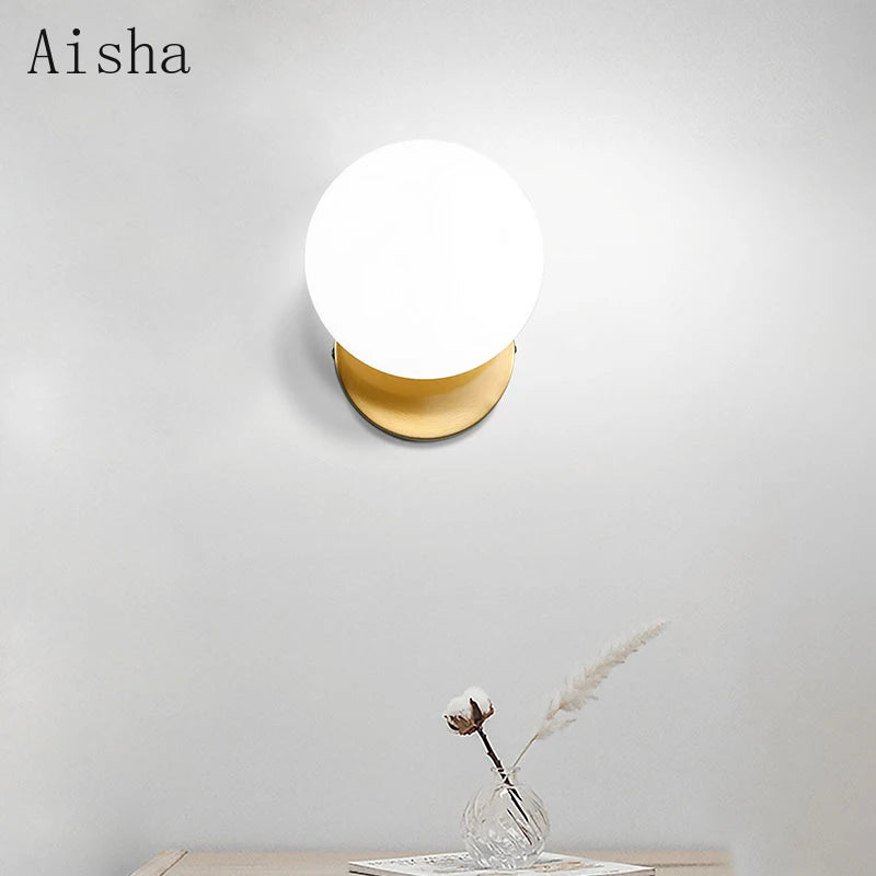 Glass moon wall light for interior decoration