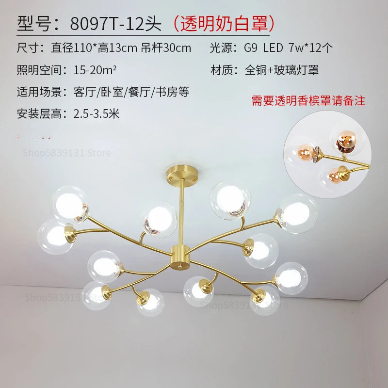 Modern LED chandelier nordic molecular pendant light - vue 10 sur 14