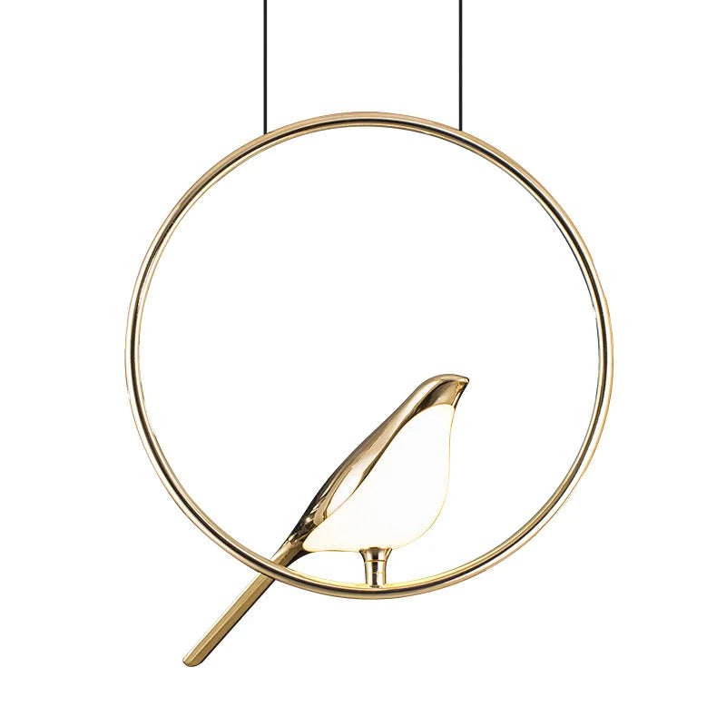 Gold plated modern adjustable novelty bird LED pendant light - vue 5 sur 18