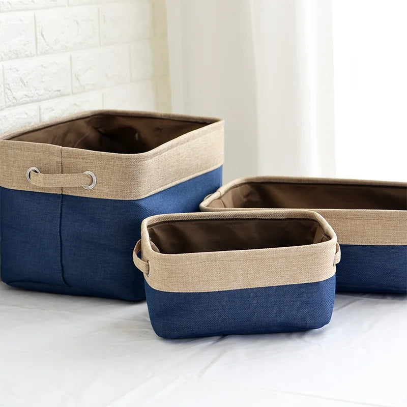large double-layer cotton and linen storage baskets