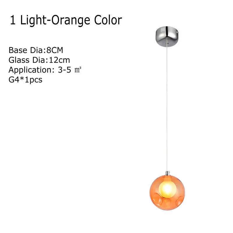 lustre en verre soufflé créatif avec appliques colorées led g4 suspendues
