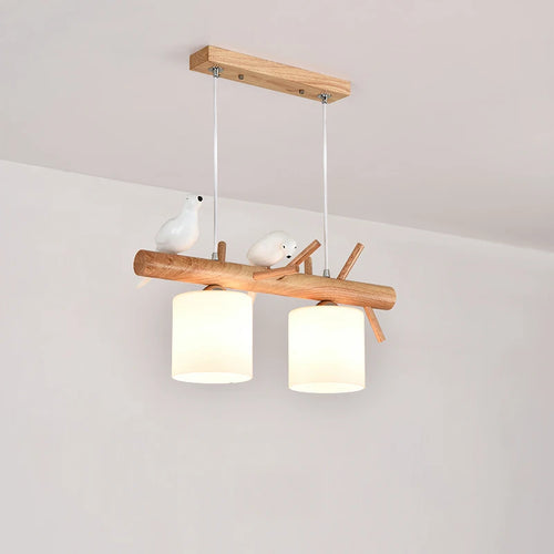 Nordic solid wood LED pendant light for dining room, ceiling, bedroom, living room, kitchen - vue 5 sur 8