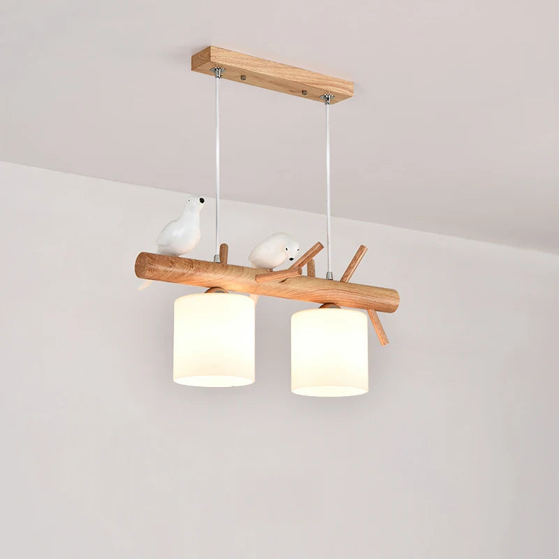 Nordic solid wood LED pendant light for dining room, ceiling, bedroom, living room, kitchen - vue 4 sur 8