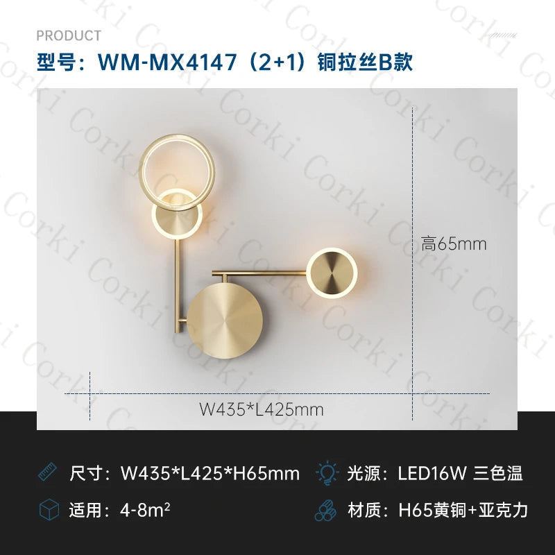 modern rotating LED wall light with three dimmed lights - vue 13 sur 16