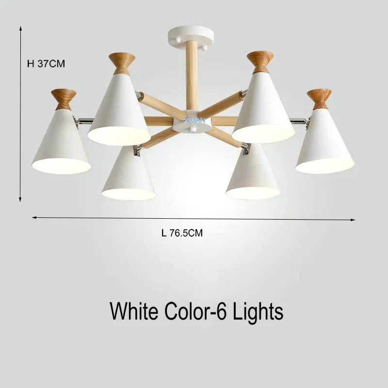 Nordic wooden pendant light for interior decor - vue 13 sur 26