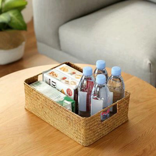 large woven seagrass basket for storage and decoration - vue 6 sur 10