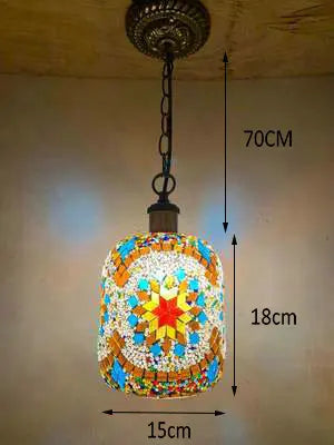 Retro vintage bohemian style Turkish mosaic LED pendant light - vue 14 sur 14