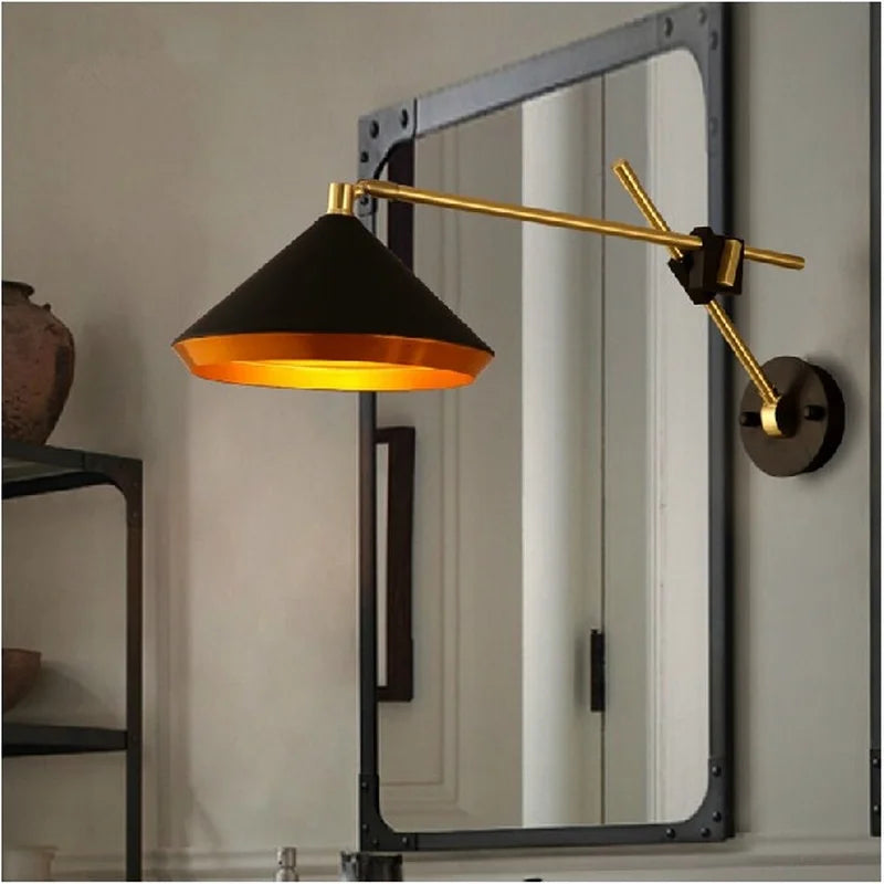Adjustable vintage industrial wall lamp loft and country style