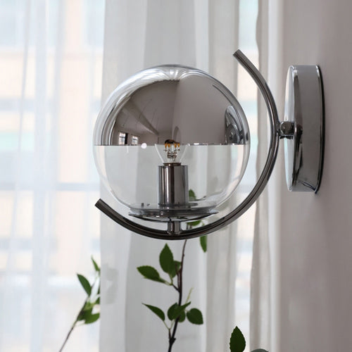 Feroe modern chrome glass wall light - vue 5 sur 7
