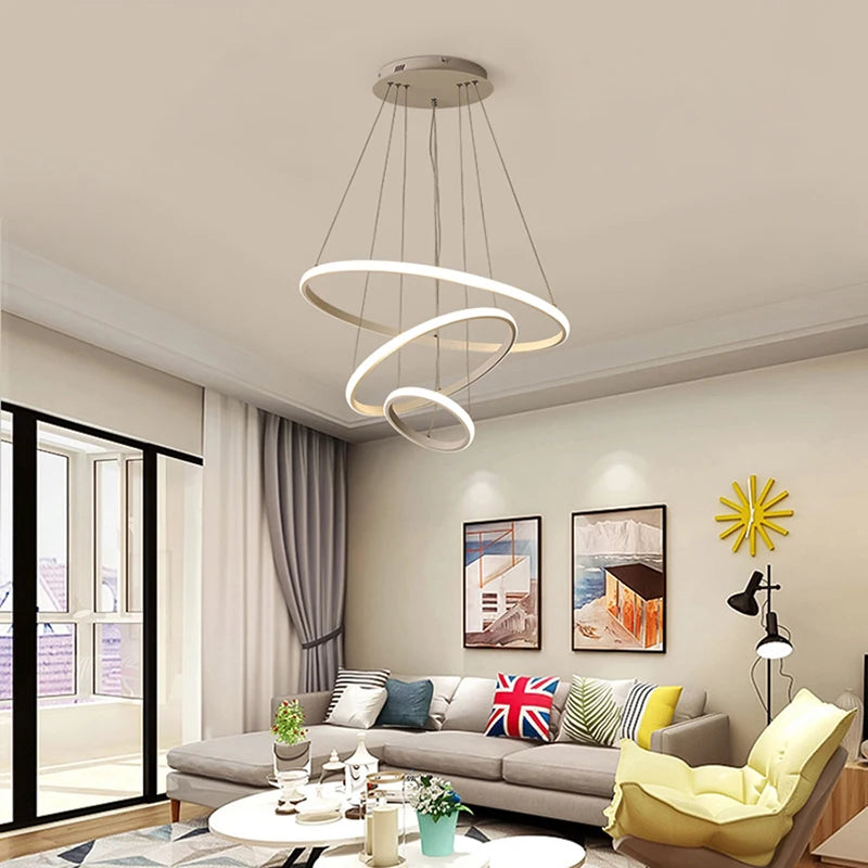 Modern aluminium chandelier for bar and dining room - vue 5 sur 6