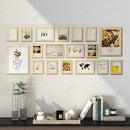 Set of 18 natural wood photo frames for wall hanging