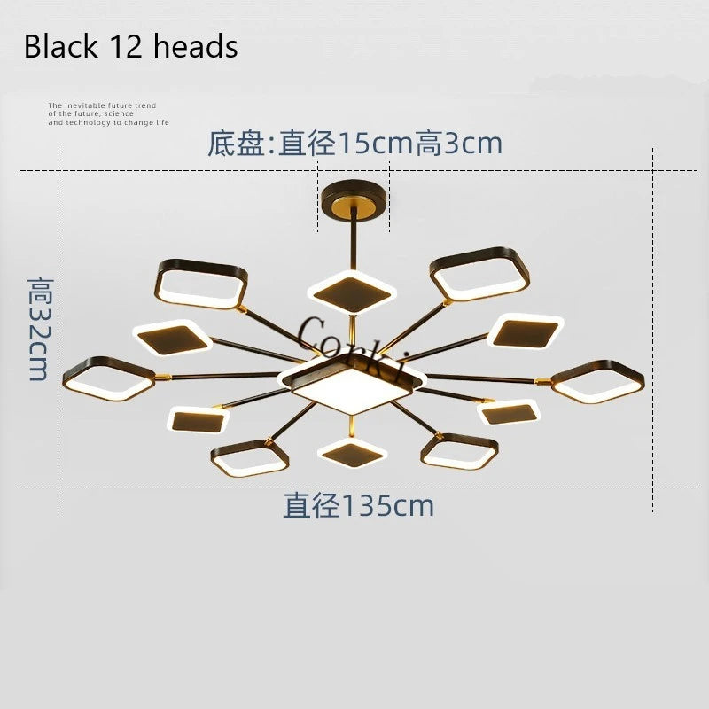 modern square led chandelier with dimmable intensity - vue 12 sur 12