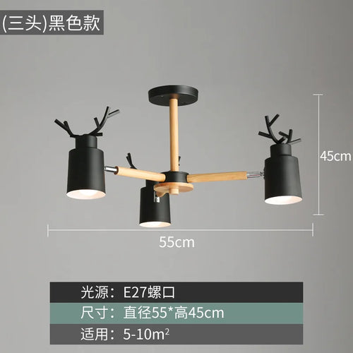 Nordic wood ceiling light with simple and creative design - vue 16 sur 16