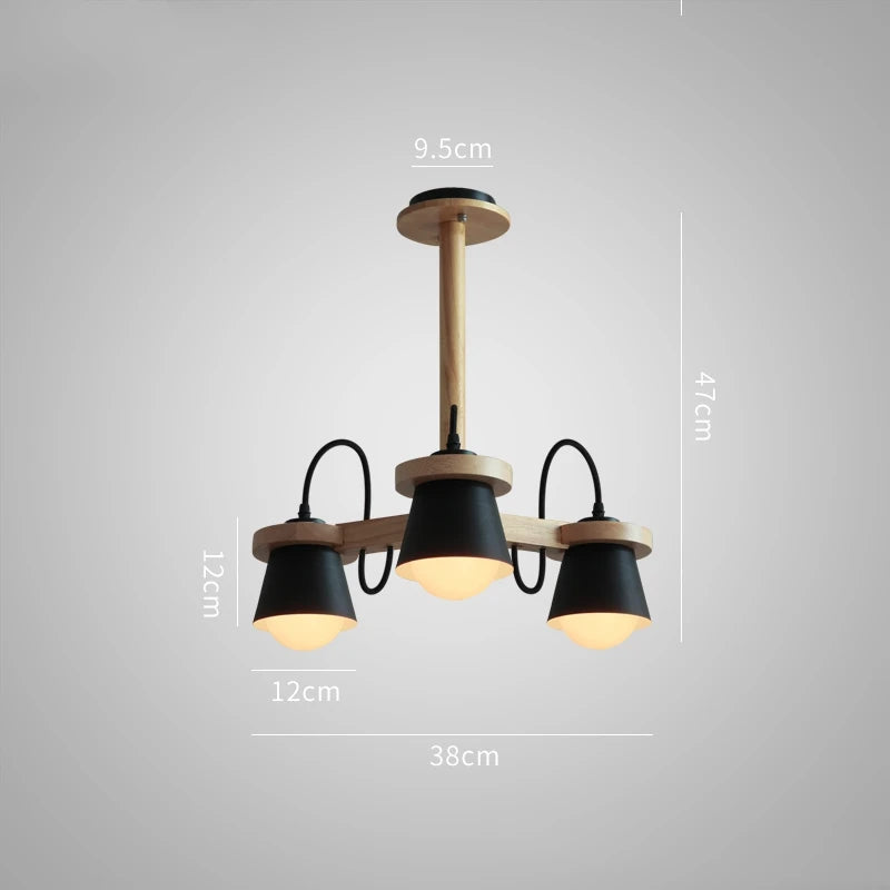 Nordic wooden pendant light for elegant interior decor - vue 14 sur 14