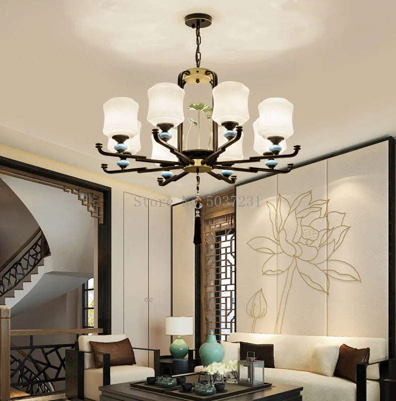 Modern retro chandelier with elegant LED lights