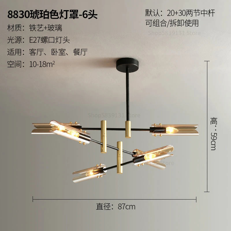Nordic glass chandelier with creative design - vue 10 sur 12