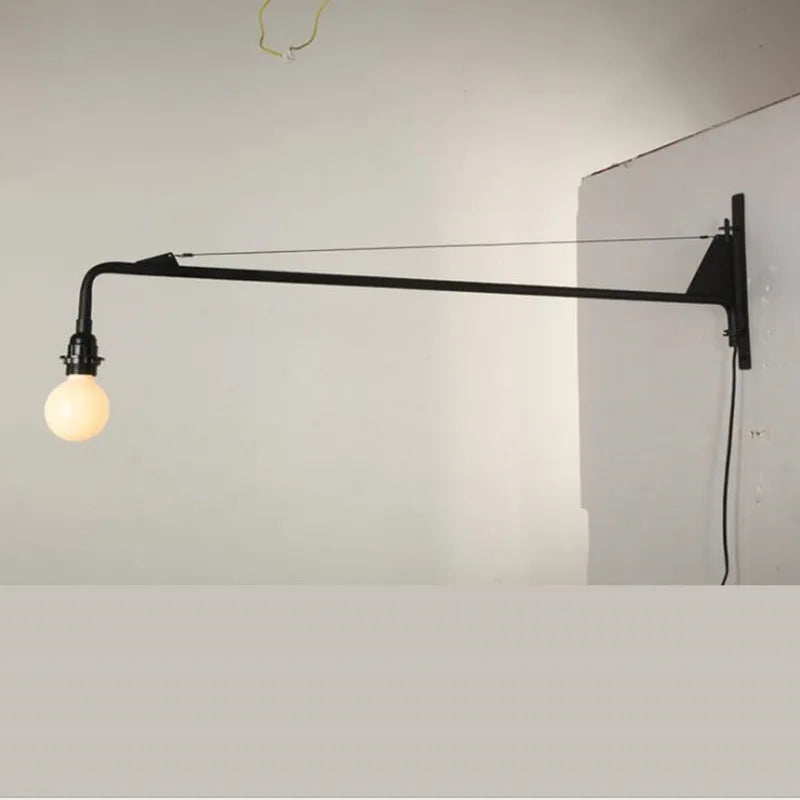 Industrial retro long arm iron wall light