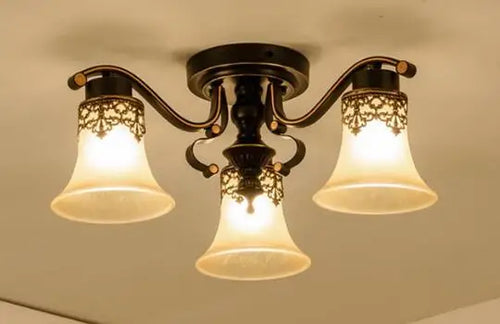 Vintage glass and metal retro ceiling light - vue 10 sur 10