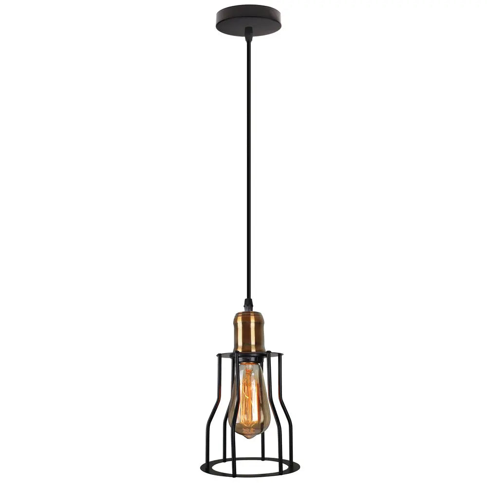 Loft cage wall light with vintage shade for home and living room - vue 8 sur 8