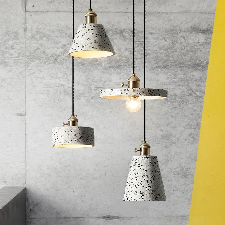 Nordic white cement pendant light e27 modern bar kitchen suspension