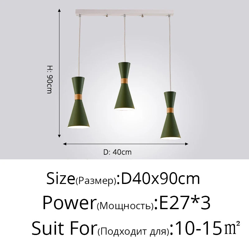 Creative macaron modern wooden pendant light