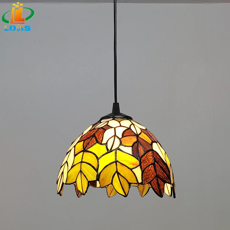 Tiffany-style glass chandelier for restaurants and retro cafés - vue 3 sur 6