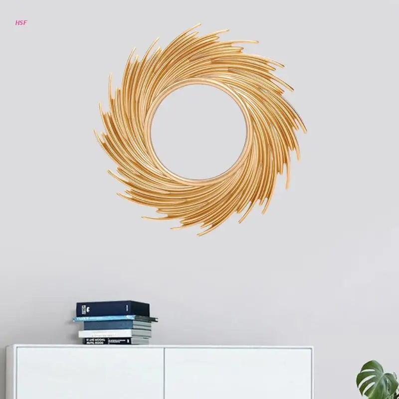 decorative rattan mirror in the shape of a sun, modern and elegant design