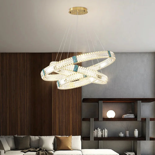 Modern designer crystal pendant light for elegant interiors - vue 6 sur 16