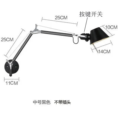 Modern LED wall light with foldable adjustable long arm for reading - vue 14 sur 16