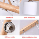 Nordic solid wood LED pendant light, dining room ceiling chandelier, bedroom, living room, kitchen indoor lighting