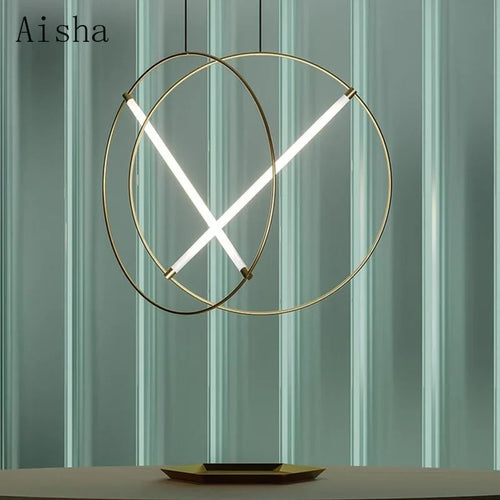 Modern gold ring pendant light for elegant interiors - vue 3 sur 5