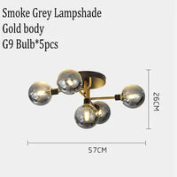 Modern smoked grey glass chandelier for home interior