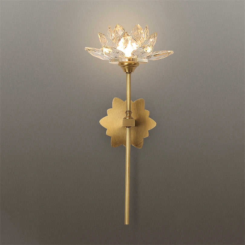 Luxury crystal LED wall light in creative Chinese lotus style
