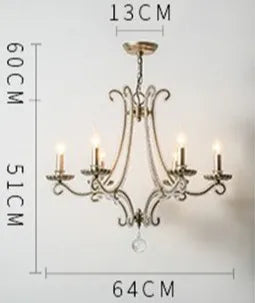 Retro cast metal chandelier for indoor lighting in wrought iron - vue 10 sur 11