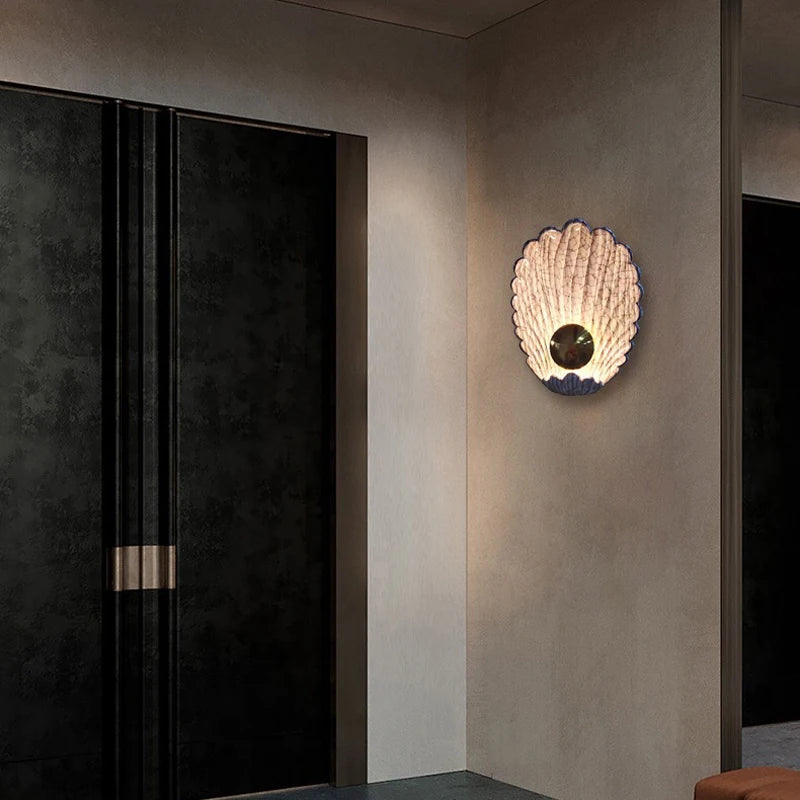 Nordic shell LED wall light for stylish home décor - vue 4 sur 7