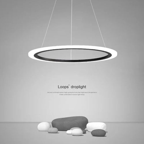 Modern circular single-ring LED chandelier - vue 5 sur 9