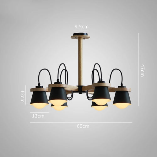 Nordic wooden pendant light for elegant interior decor - vue 12 sur 14