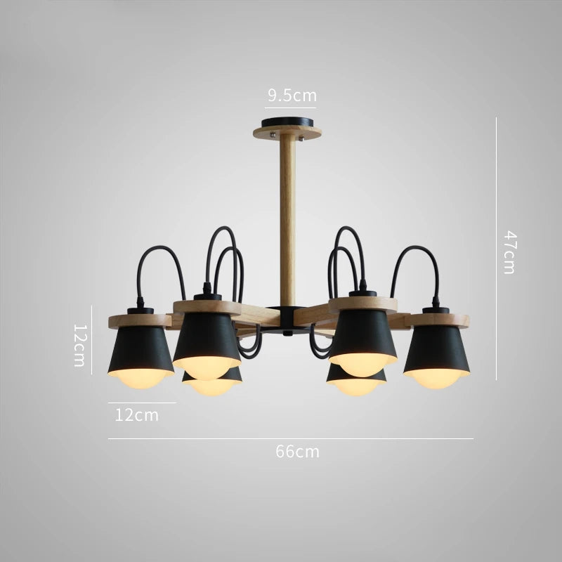 Nordic wooden pendant light for elegant interior decor - vue 11 sur 14