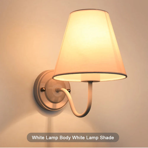 American retro fabric wall light with European LED lampshade - vue 15 sur 14