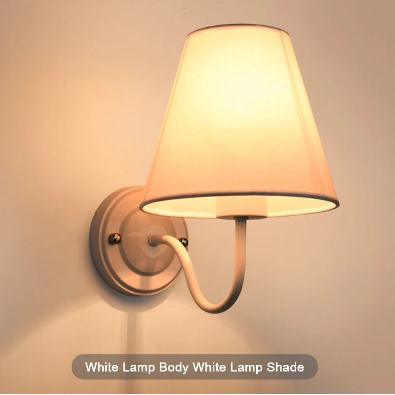 American retro fabric wall light with European LED lampshade - vue 14 sur 14