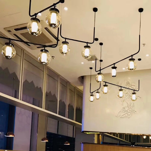 Postmodern glass and metal designer chandelier nordic decorative lighting - vue 5 sur 9