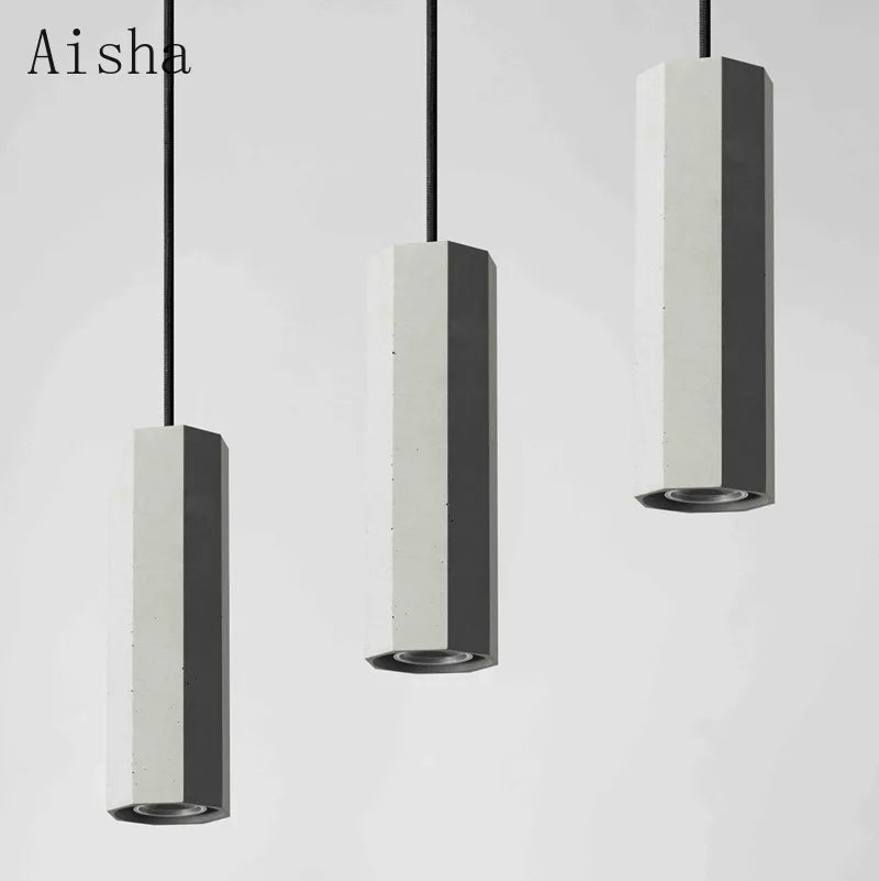Octagonal cement pendant light for modern industrial decor
